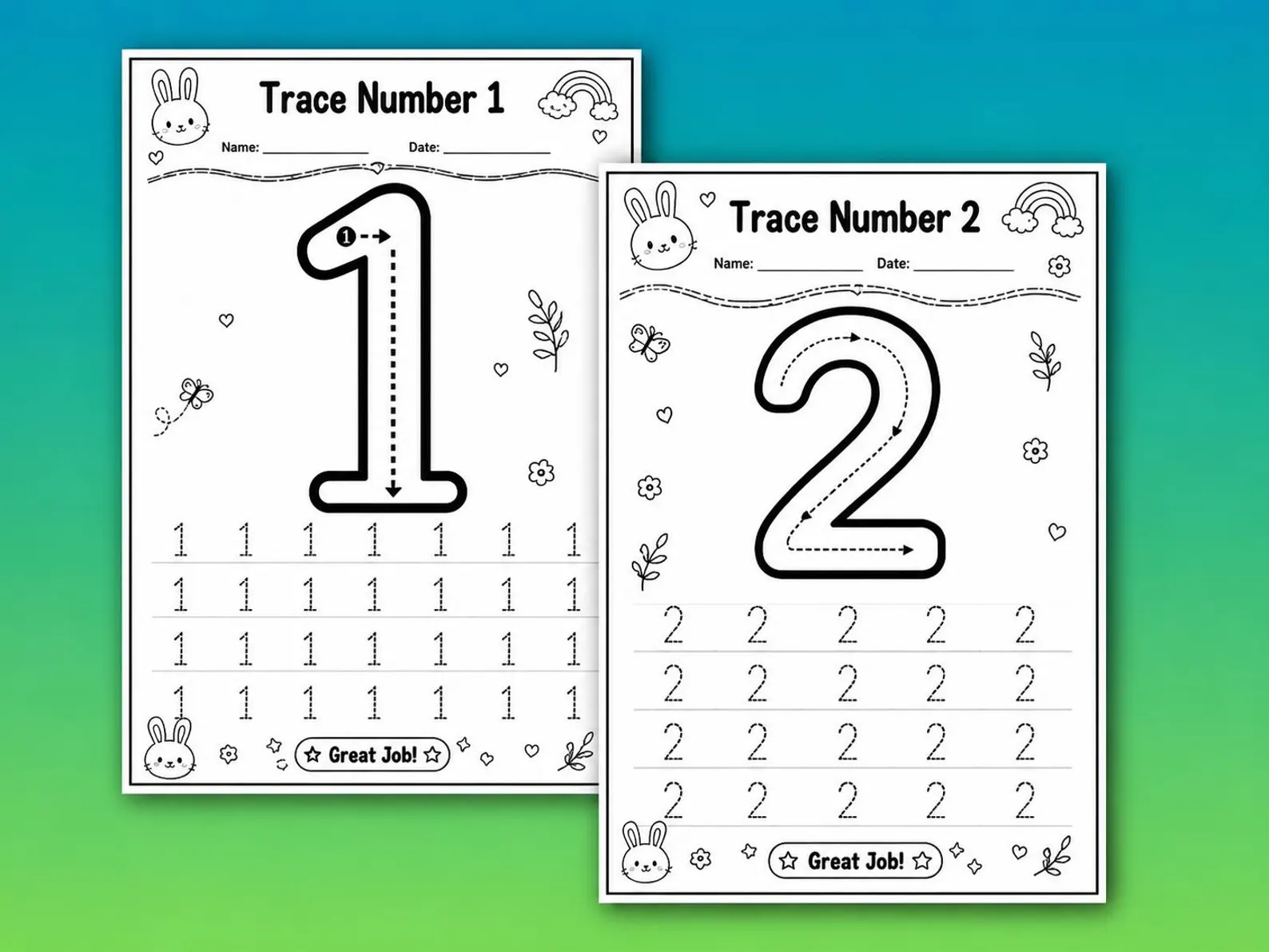 CuteLearner printable Number Tracing Worksheets for Preschool & Kindergarten Kids | Printable Number Writing Practice PDF | Handwriting Practice | Kids Tracing — preview 2